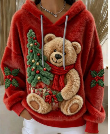 Weihnachts-Pullover Flanell Rundhals Langarm Unisex