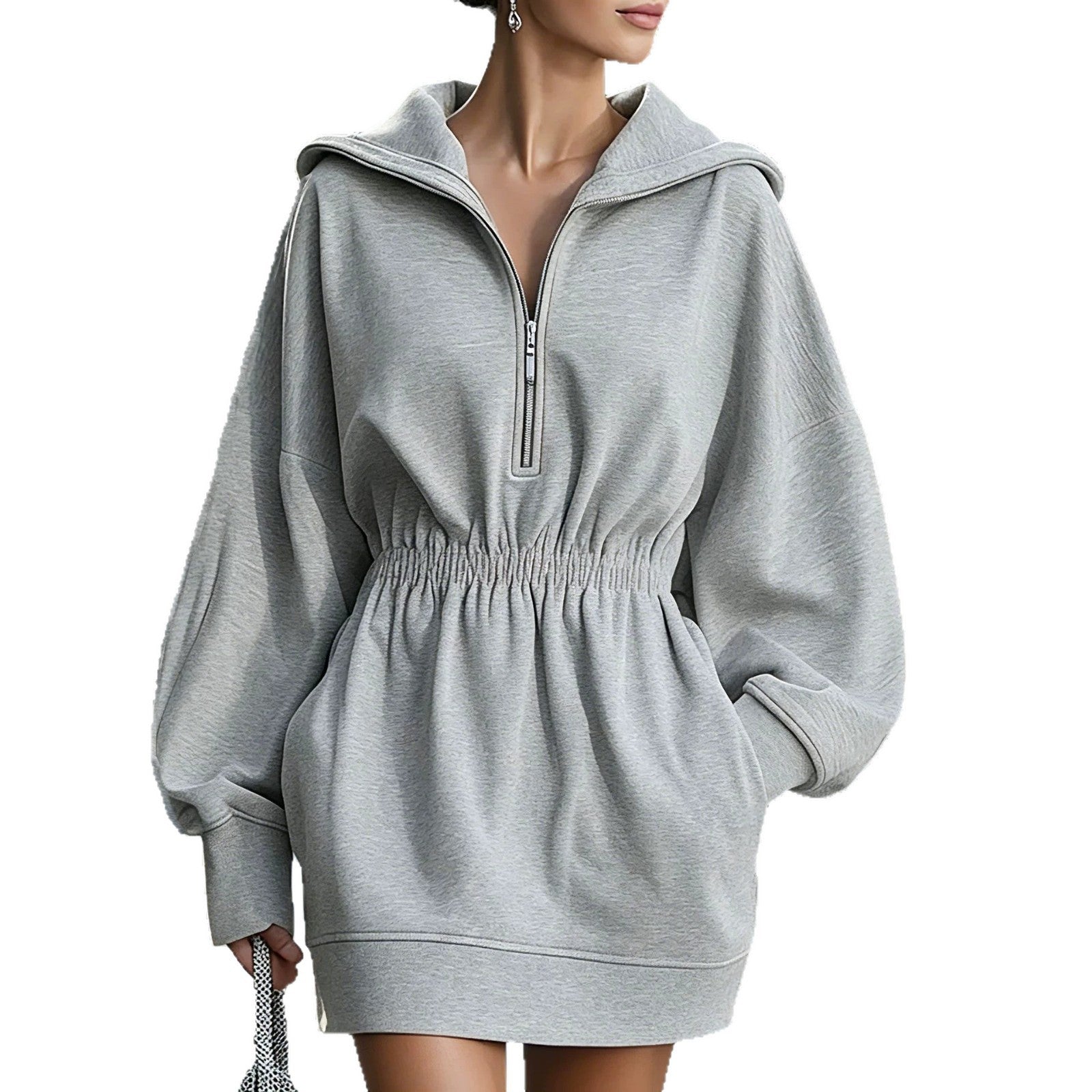 Langer Sweatshirt Rock mit Kapuze