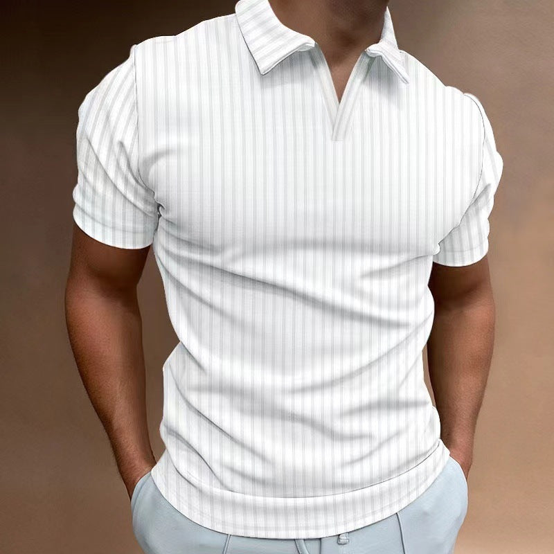 Gestreiftes V-Neck Polo-Shirt für Herren – Bild 2 | LuxeStyle
