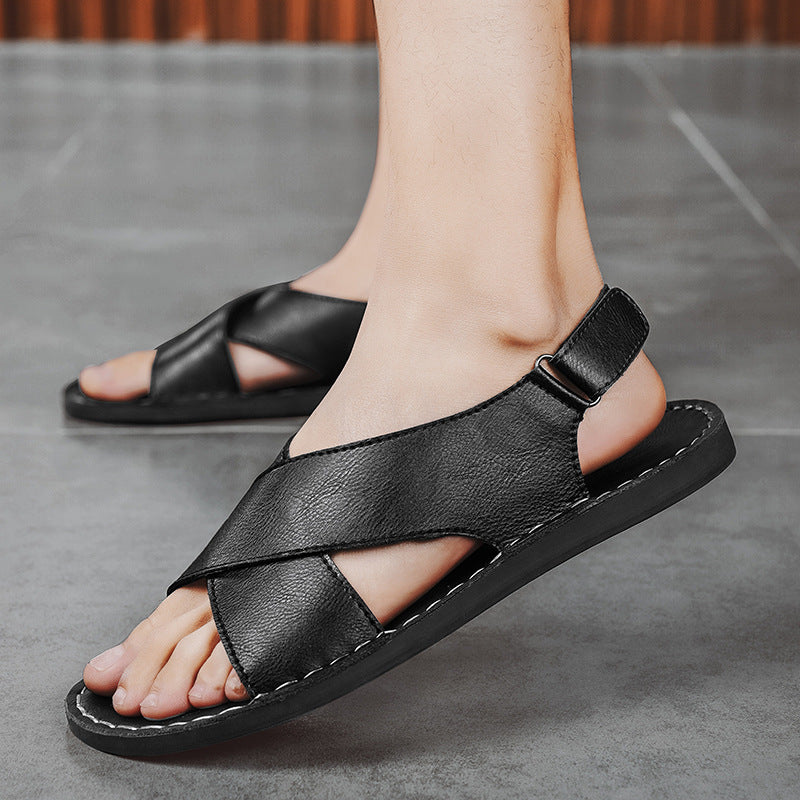 Handgenähte Sandalen mit Klettverschluss für Herren