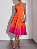 Midikleid mit eckigem Ausschnitt und Plissees – Bild 8 | LuxeStyle