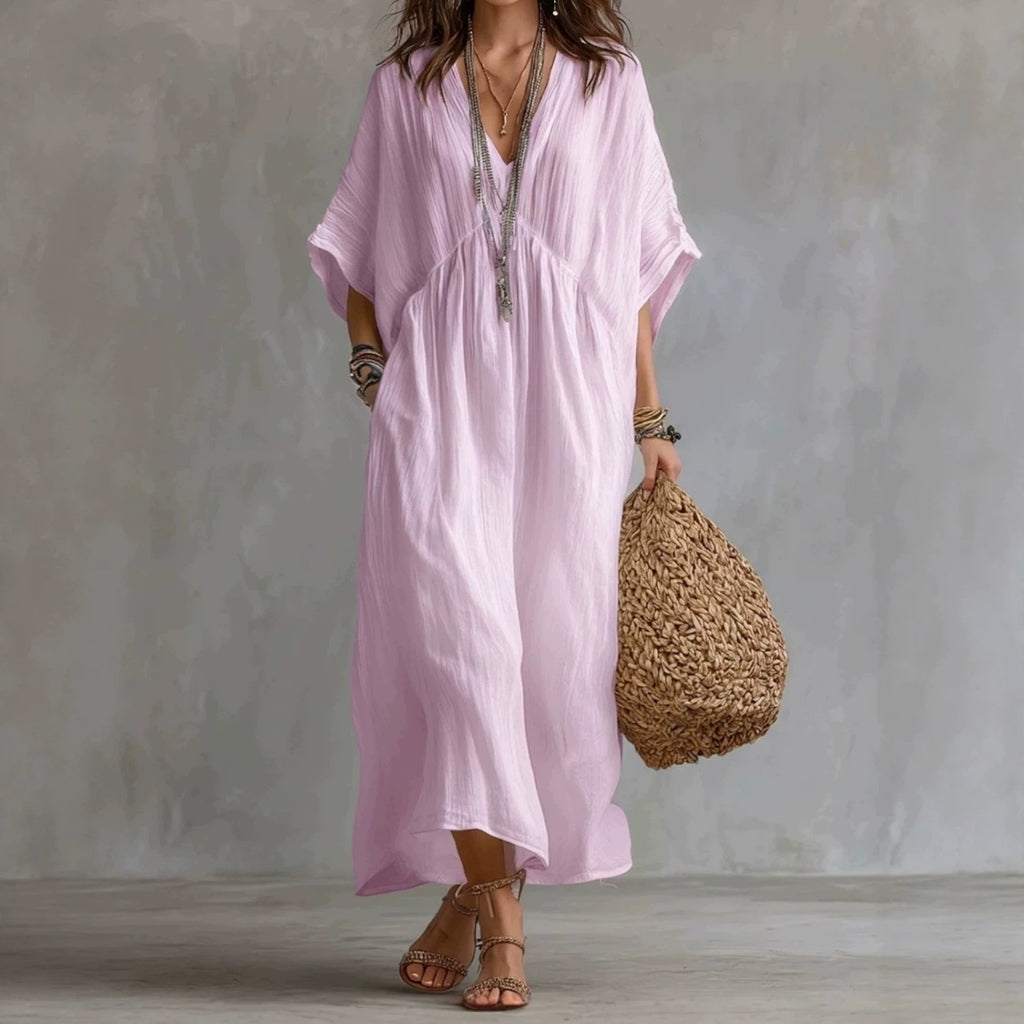 Locker sitzendes Baumwoll-Leinen-Kleid – Bild 3 | LuxeStyle