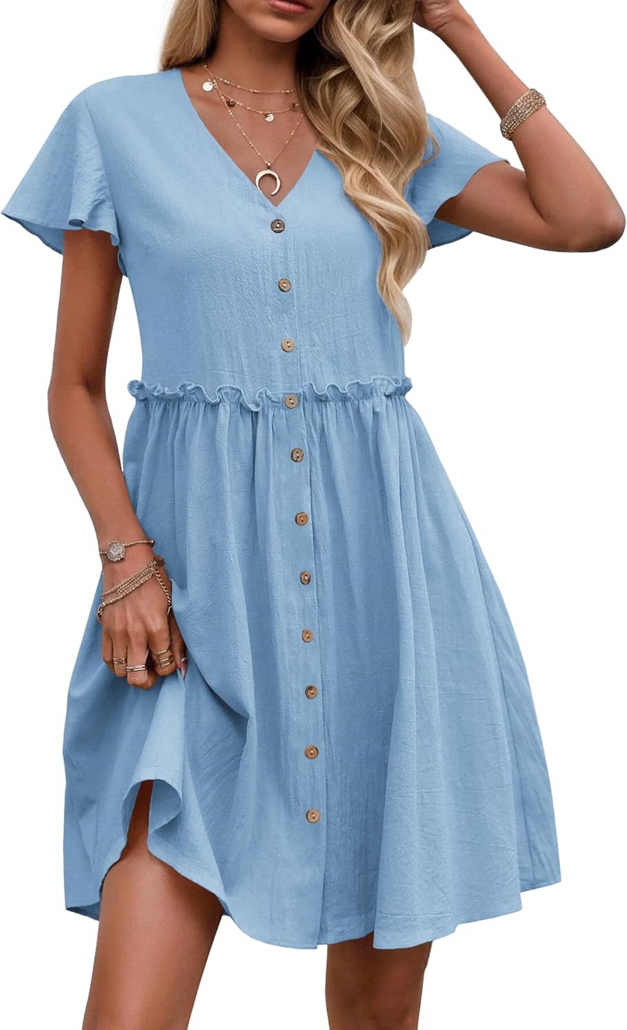 Boho V-Ausschnitt Rüschenkleid – Bild 18 | LuxeStyle