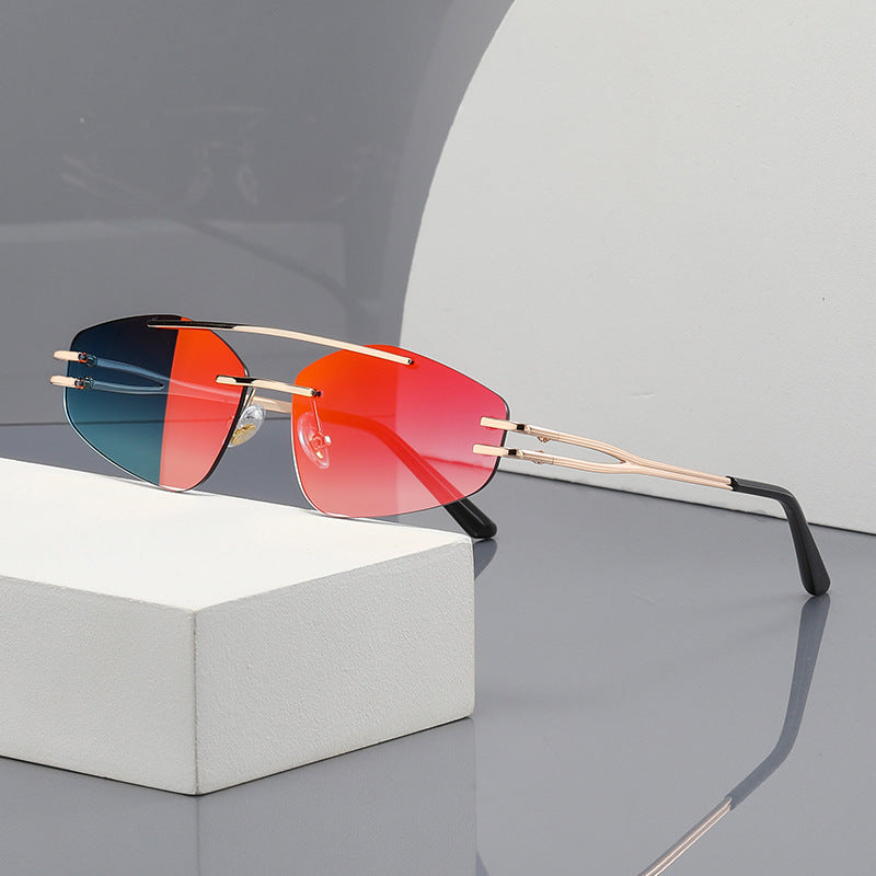 YSM8003 Rahmenlose Sonnenbrille mit polygonalem Schliff