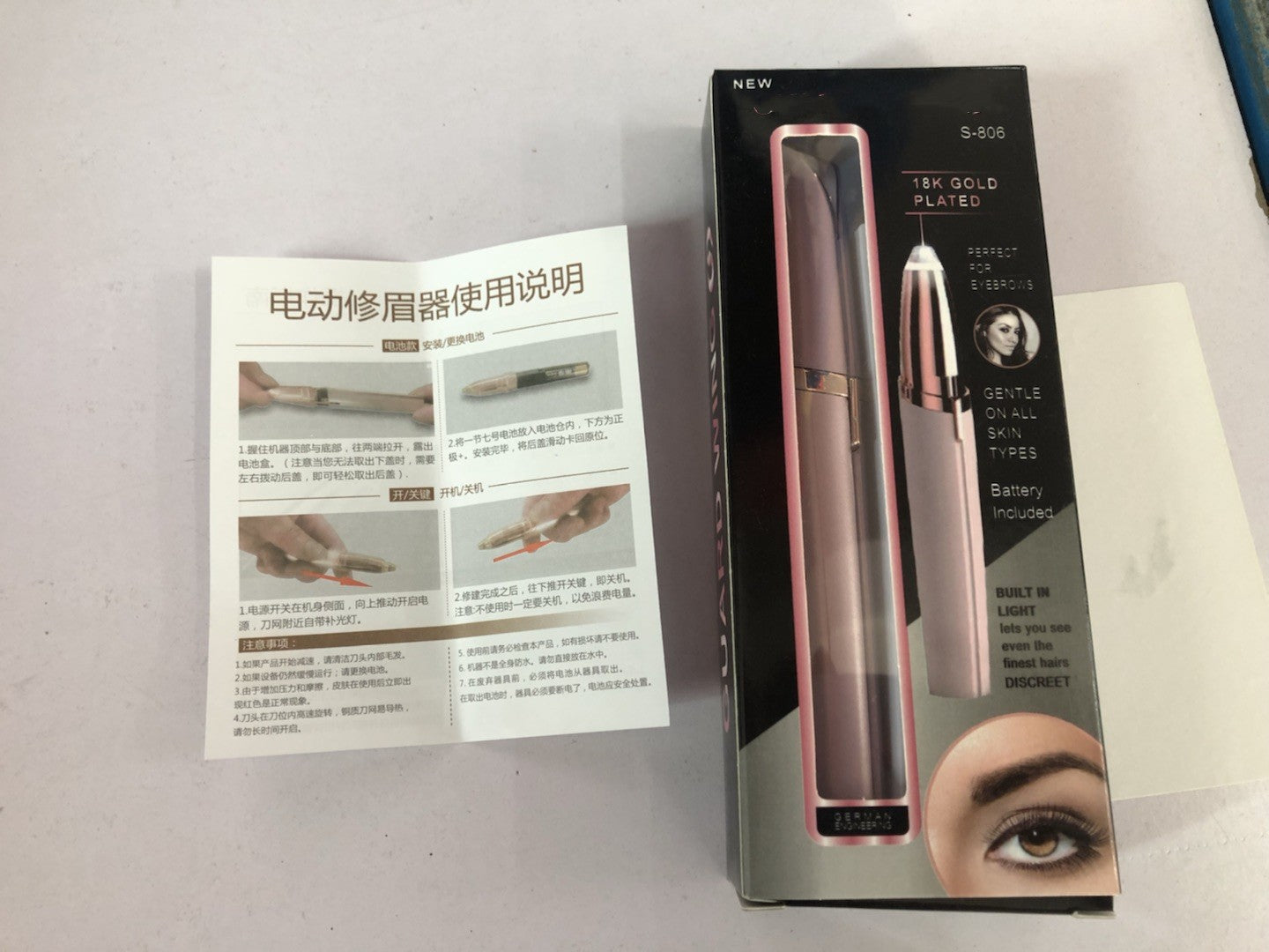 Mini Augenbrauen Trimmerstift mit LED-Licht