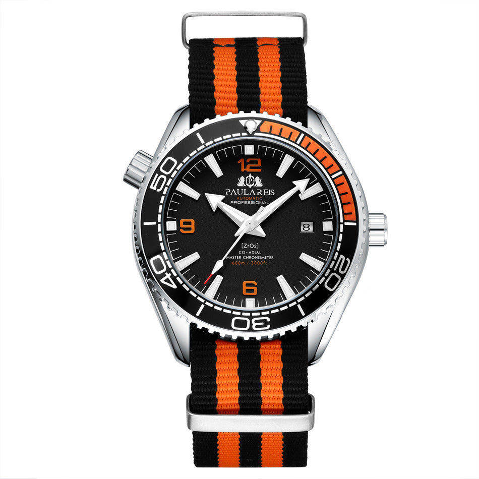 Automatische Herrenuhr mit Leuchtzeigern und Canvas-Armband