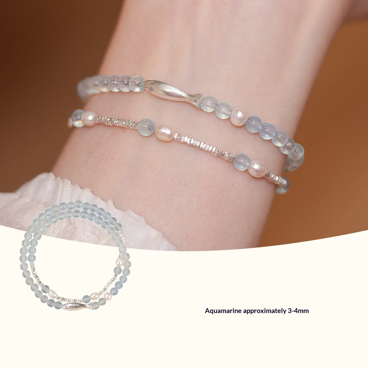 Aquamarin Perlenarmband – Bild 5 | LuxeStyle
