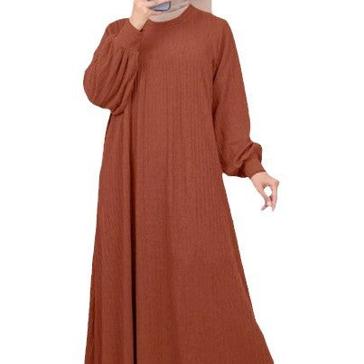 Lässiges Langarm-Kleid mit Rundhals