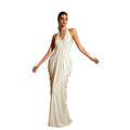 Neckholder-Plisseekleid mit V-Ausschnitt