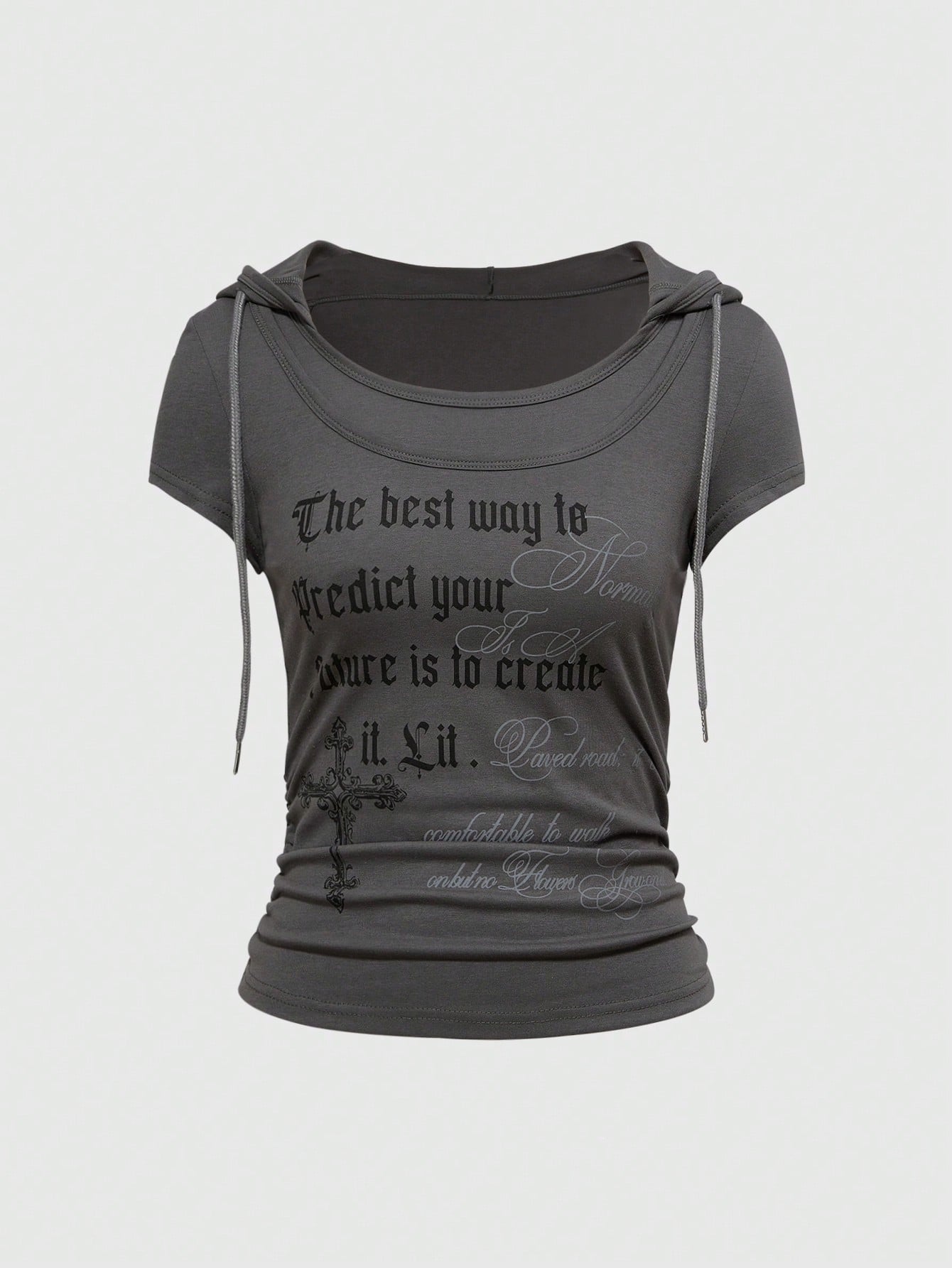 Mock-Two-Piece T-Shirt mit Rundhals und Print