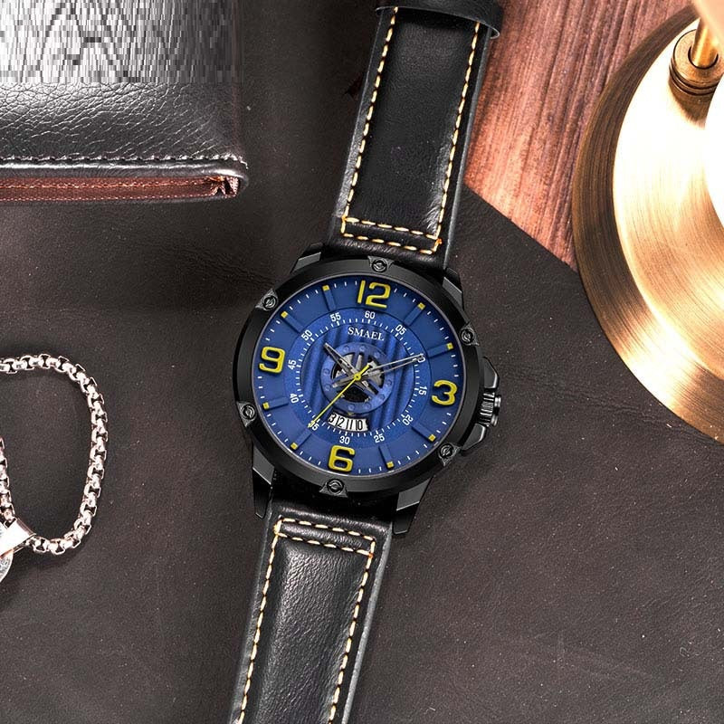 Quarz-Herrenuhr mit Lederarmband und Kalender – Bild 6 | LuxeStyle