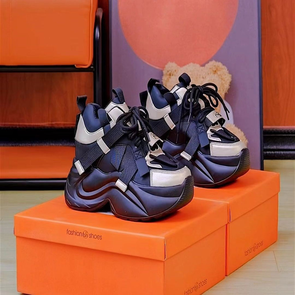 Koreanischer Color-Block Plateau-Sneaker
