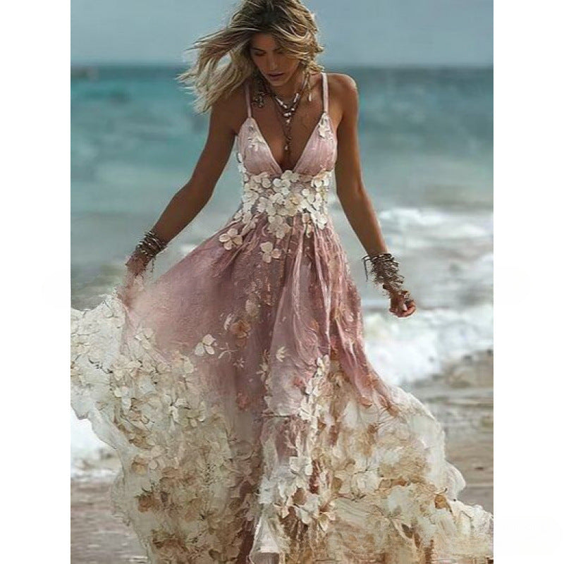 Ärmelloses Maxi-Kleid mit 3D-Muster – Bild 7 | LuxeStyle