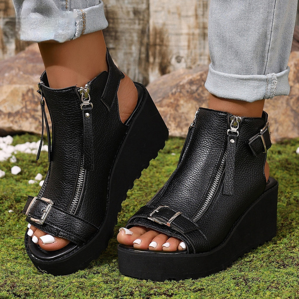 Schwarze Halbschuhe mit Rundabsatz und Klettverschluss – Bild 6 | LuxeStyle
