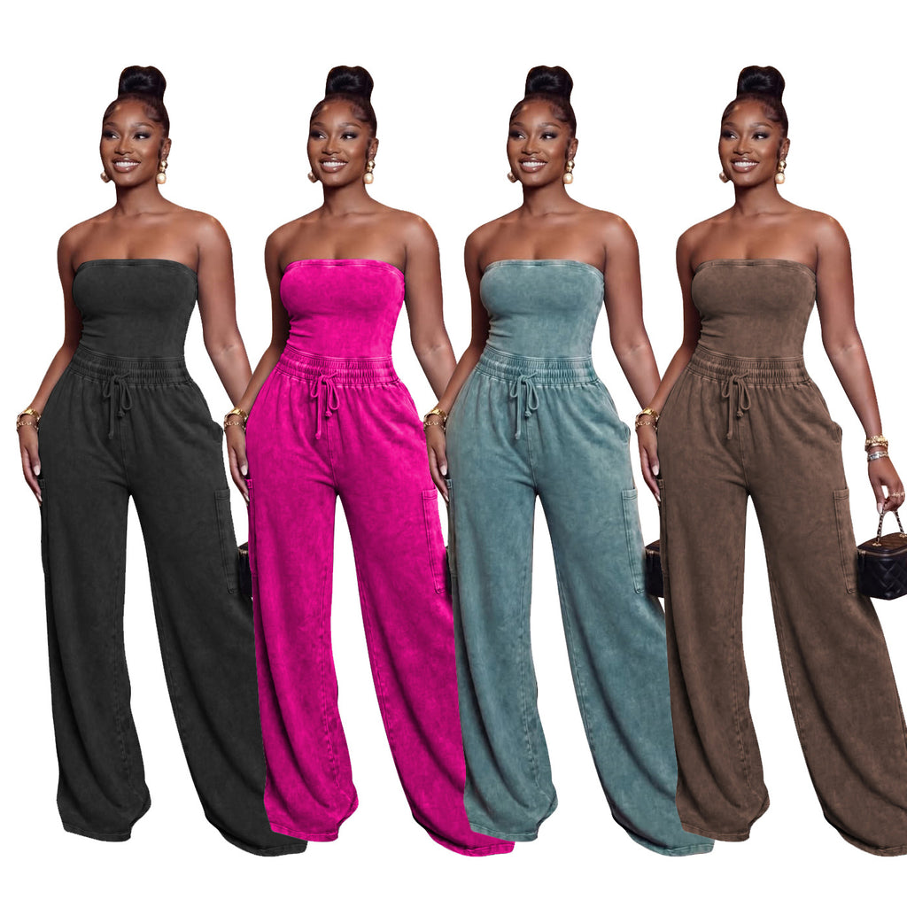 Jumpsuit «Casual Washed» mit weitem Bein