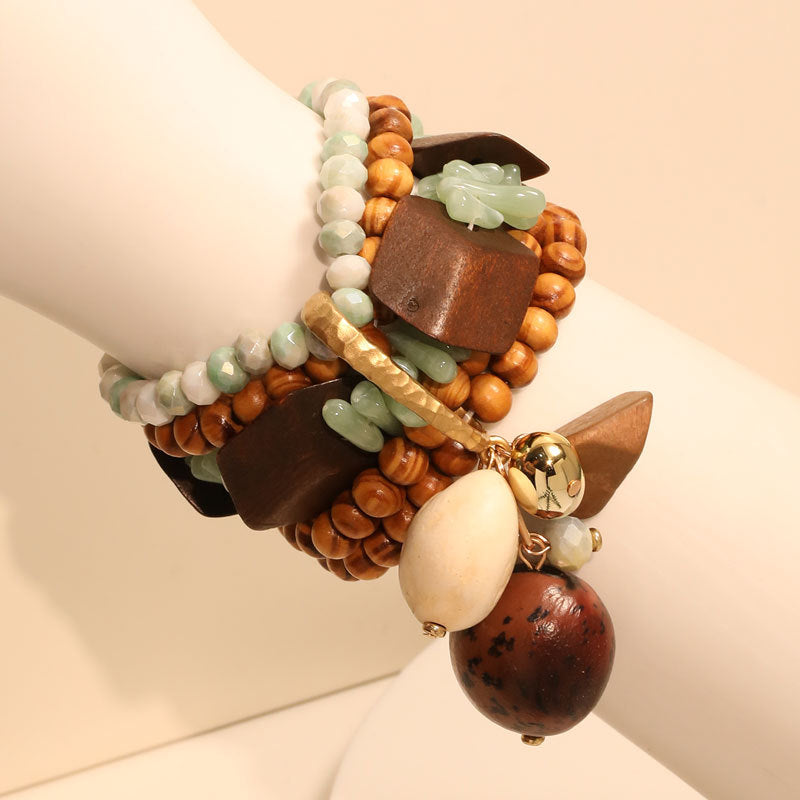 Handgemachtes mehrlagiges Holzperlenarmband | LuxeStyle