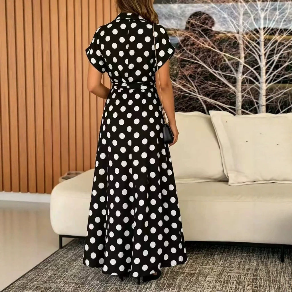 Retro Polka-Dot Kleid mit Taillengürtel | LuxeStyle