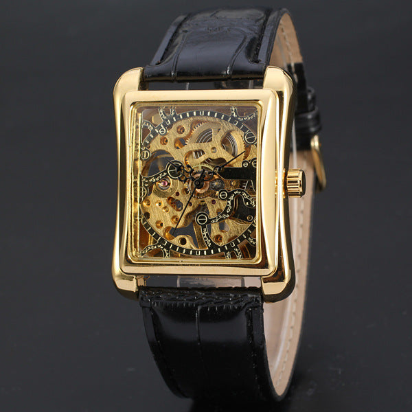Goldmechanische Uhr mit Lederarmband – Bild 5 | LuxeStyle