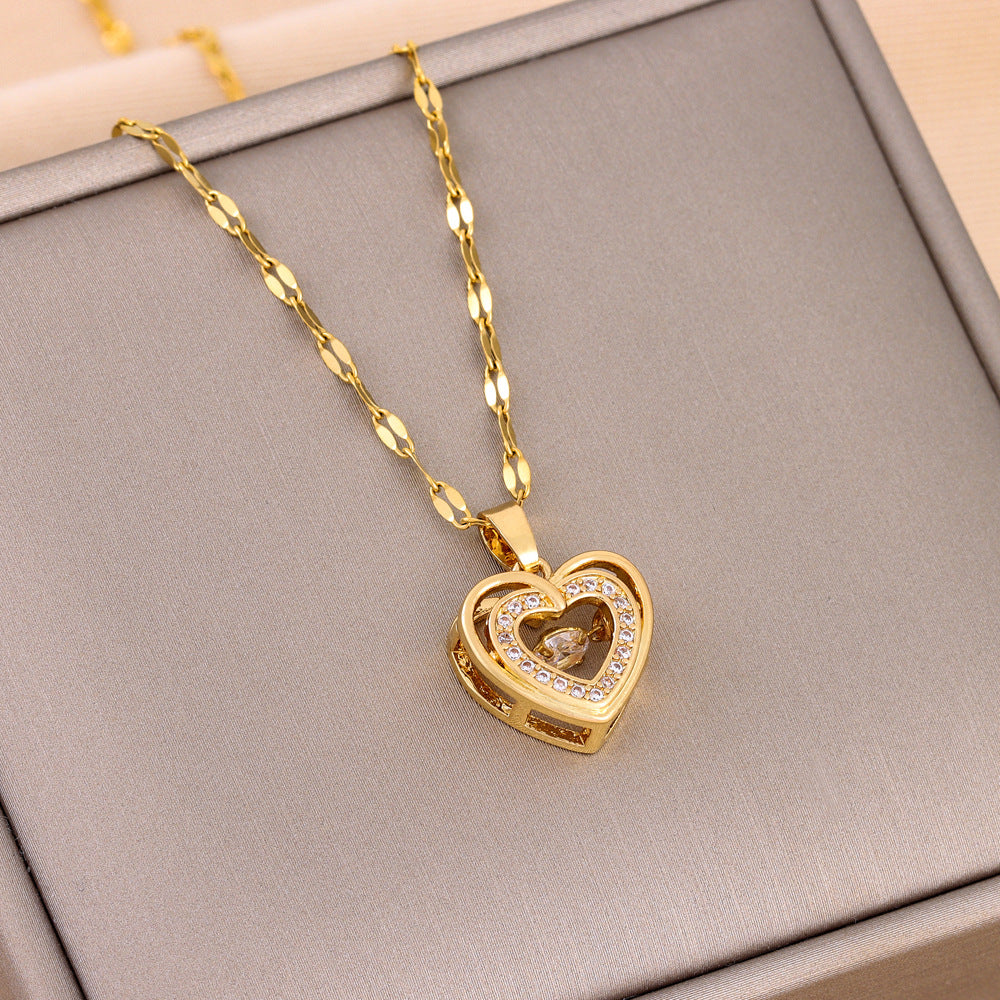 Zweischichtige Liebeskette mit Glitzersteinen – Valentinstagsgeschenk