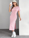 Gestreiftes Midikleid mit Rundhalsausschnitt – Bild 10 | LuxeStyle