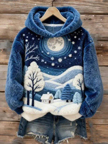 Weihnachts-Pullover Flanell Rundhals Langarm Unisex
