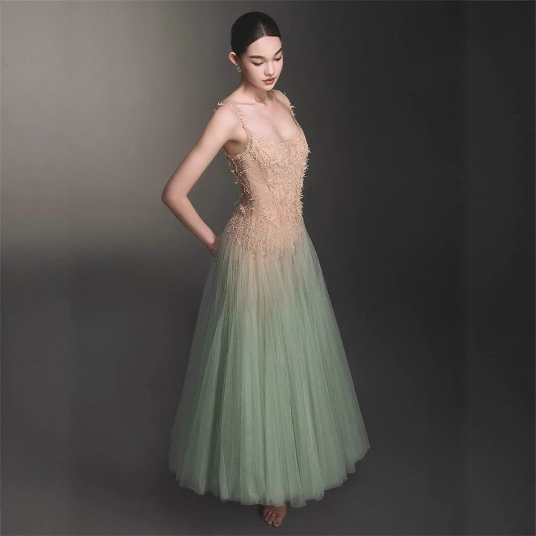Trägerloses Tüll-Puffkleid mit Kontrastfarben – Bild 3 | LuxeStyle