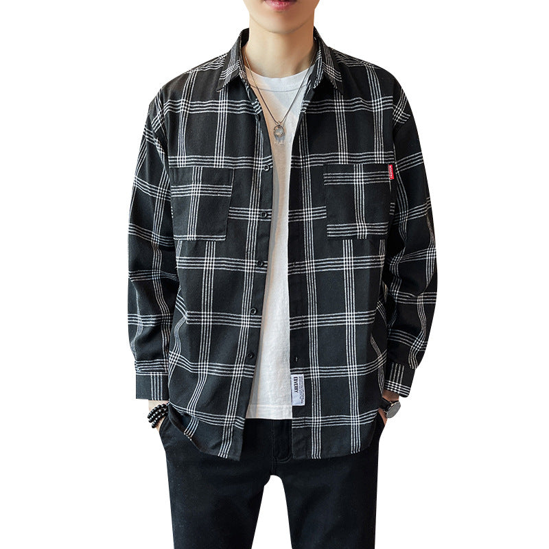 Herren Langarmhemd mit Plaid-Muster