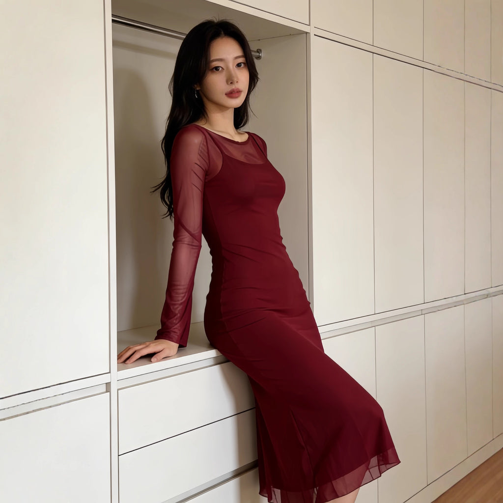 Damen Sexy Mesh Kleid mit Off-Shoulder – Bild 2 | LuxeStyle