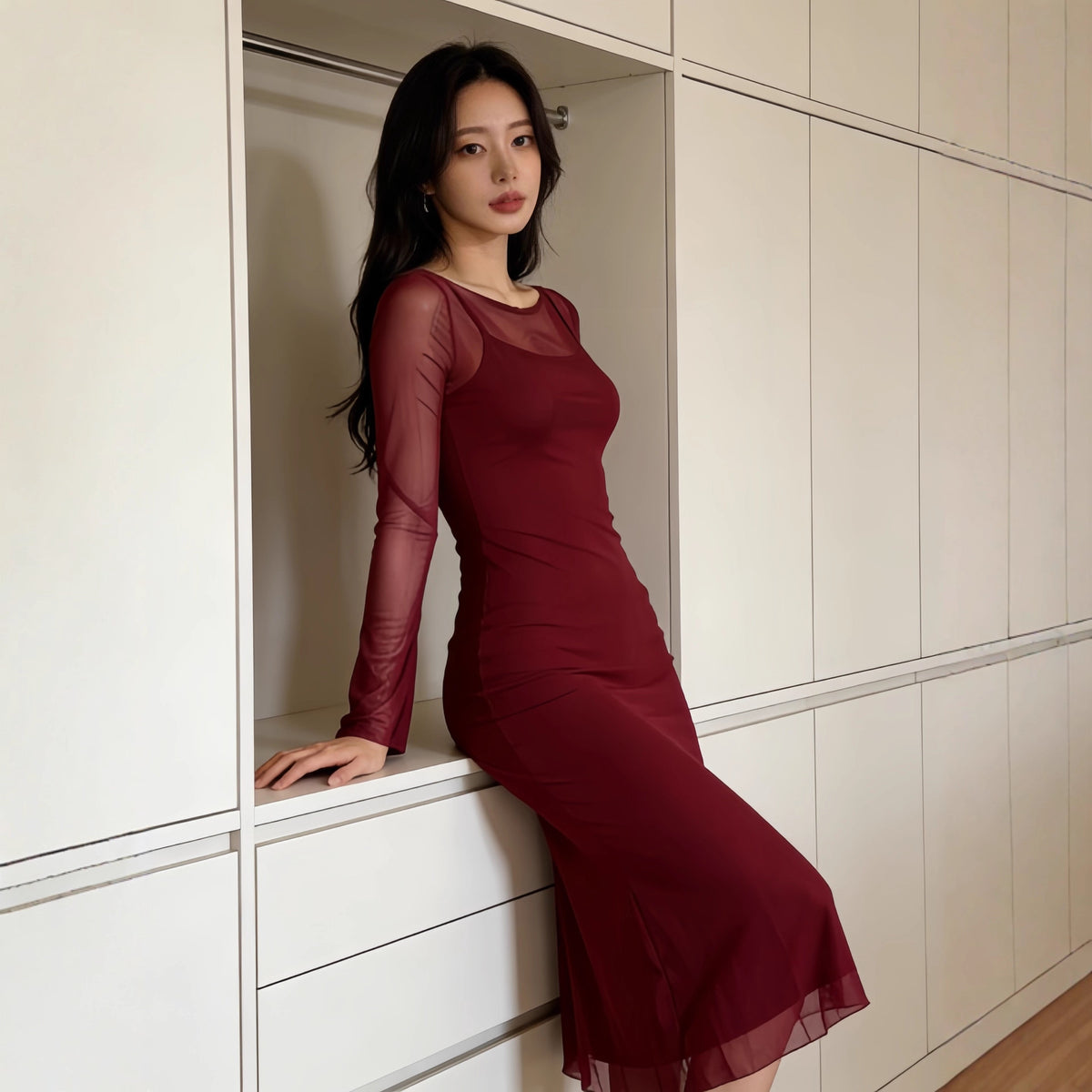 Damen Sexy Mesh Kleid mit Off-Shoulder – Bild 2 | LuxeStyle