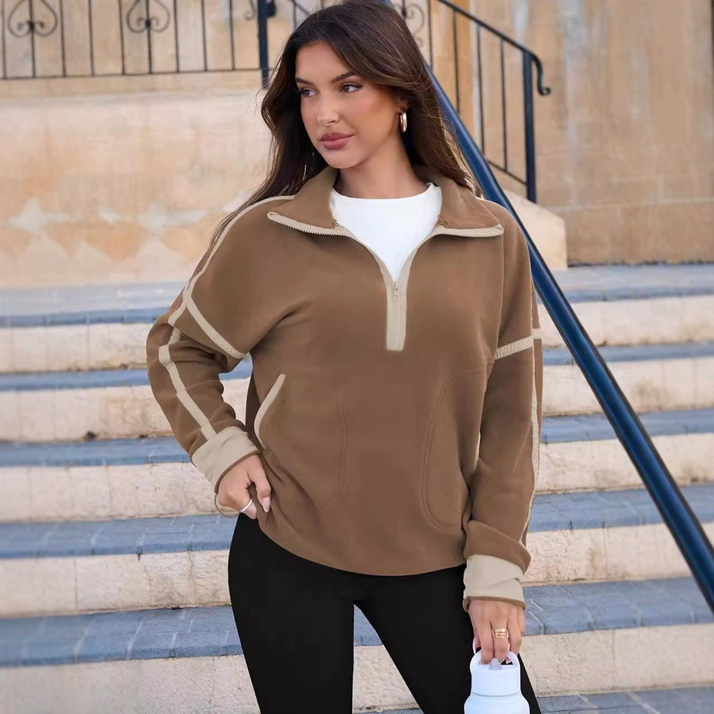 Freizeit-Sweatshirt mit Stehkragen und Reissverschluss
