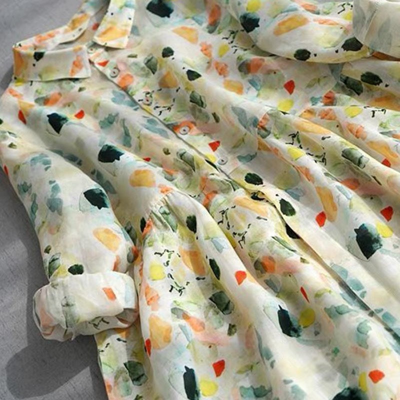 Blumen Midi-Kleid mit ¾-Ärmeln