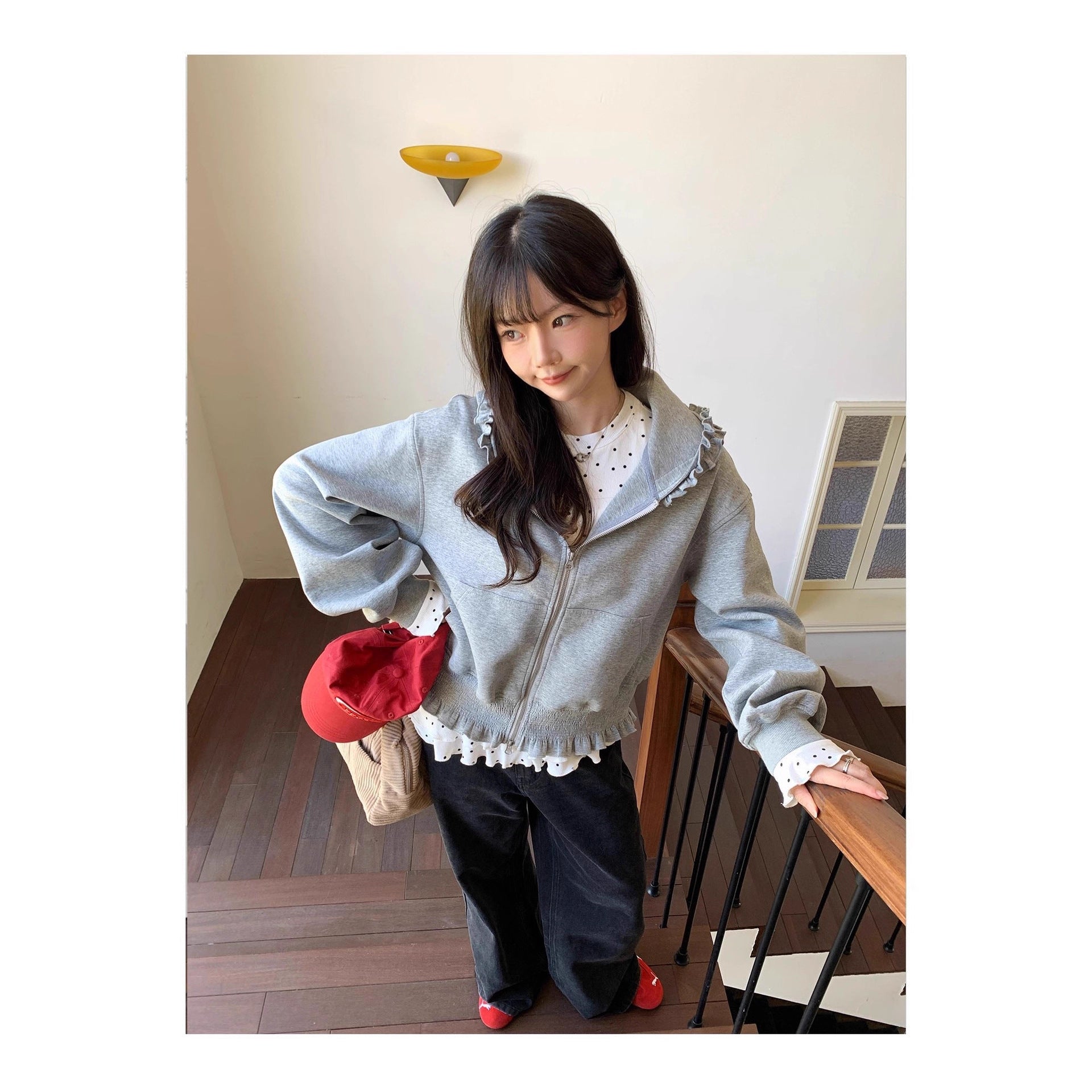 Grauer Hoodie Cardigan