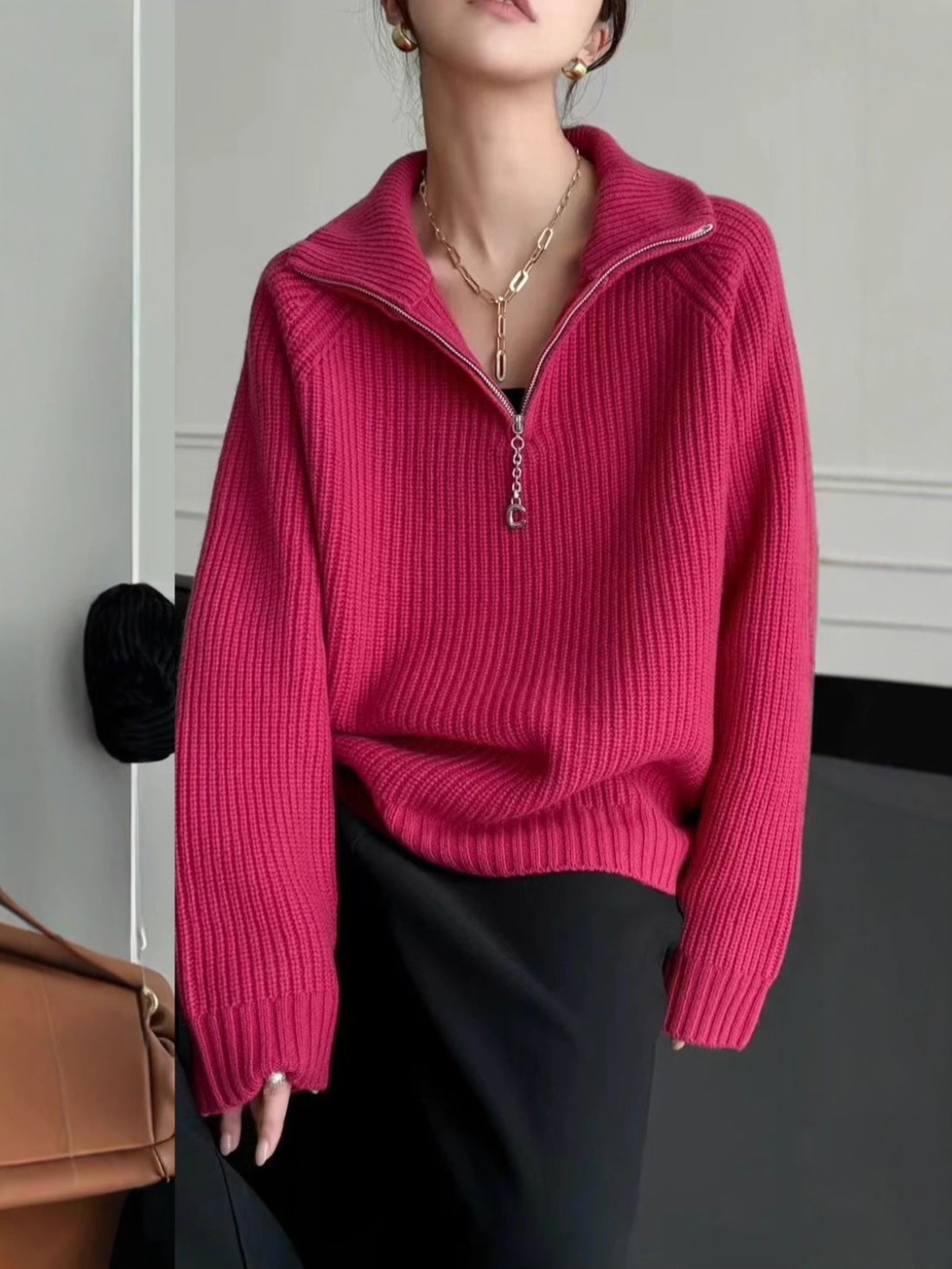 Kuscheliger Strickpullover mit Reissverschluss