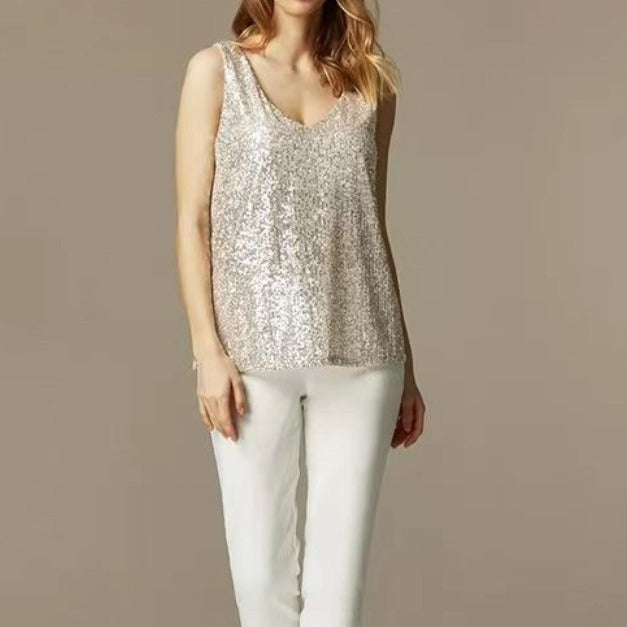 Pailletten-Camisole mit Geometrie-Muster