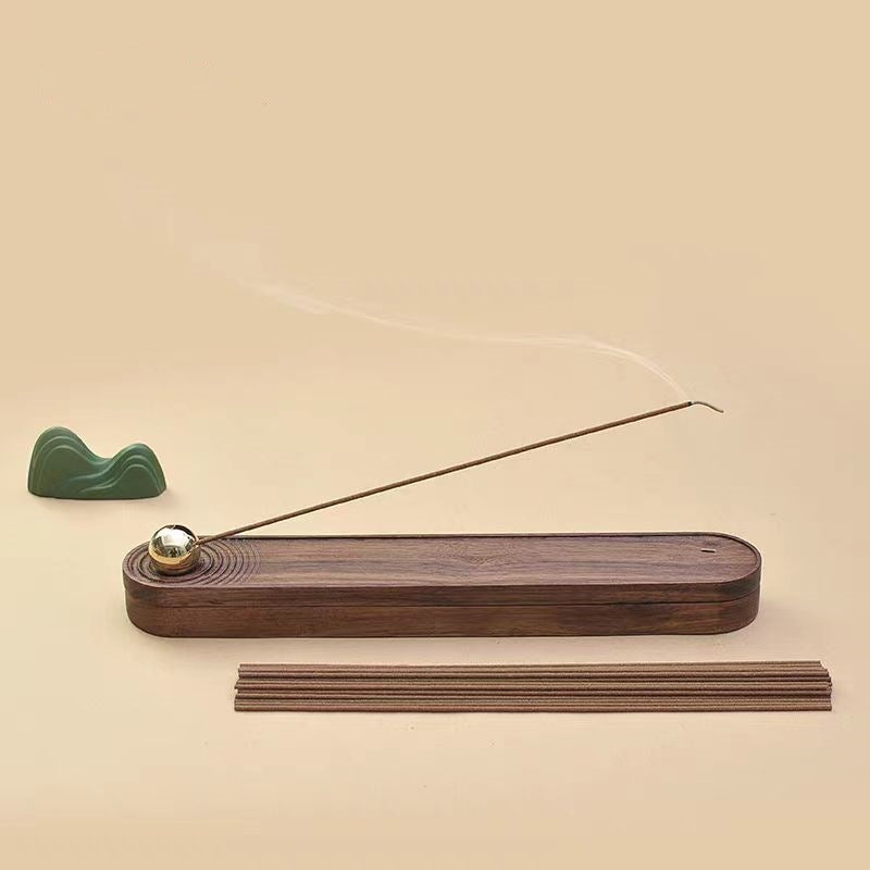 Holz-Box mit Kupfer-Duftstäbchenhaltern