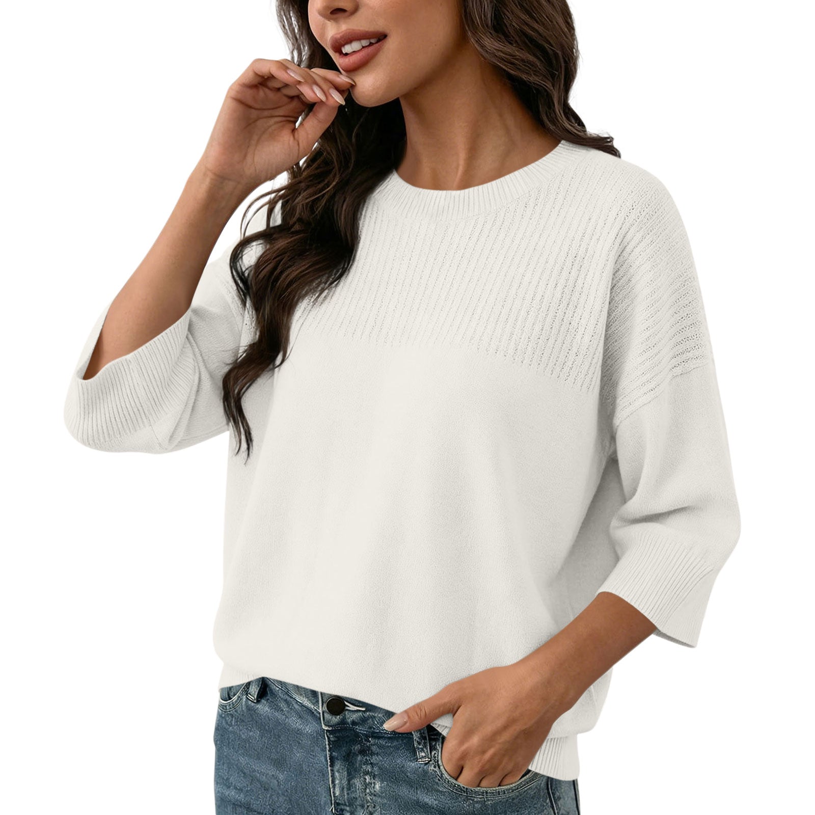 Rundhals-Strickpullover für Damen