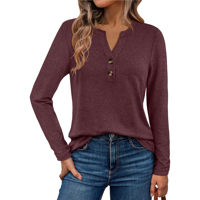 V-Neck Langarmshirt mit 3D-Effekt