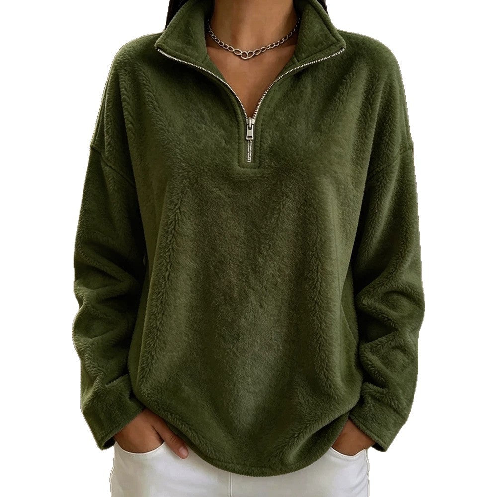 Fleece Hoodie mit Stehkragen und Reissverschluss