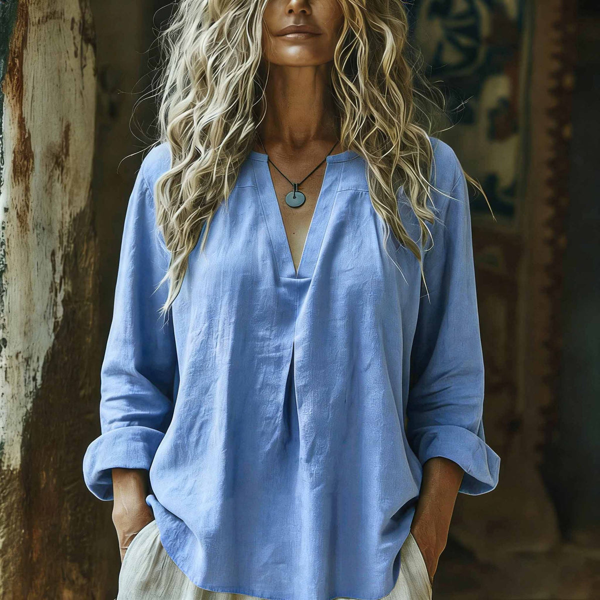 Damen Baumwoll-Leinen Hemd | LuxeStyle