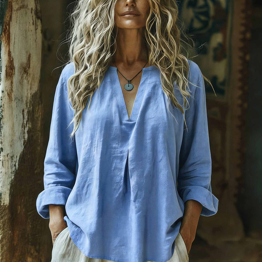 Damen Baumwoll-Leinen Hemd – Bild 6 | LuxeStyle