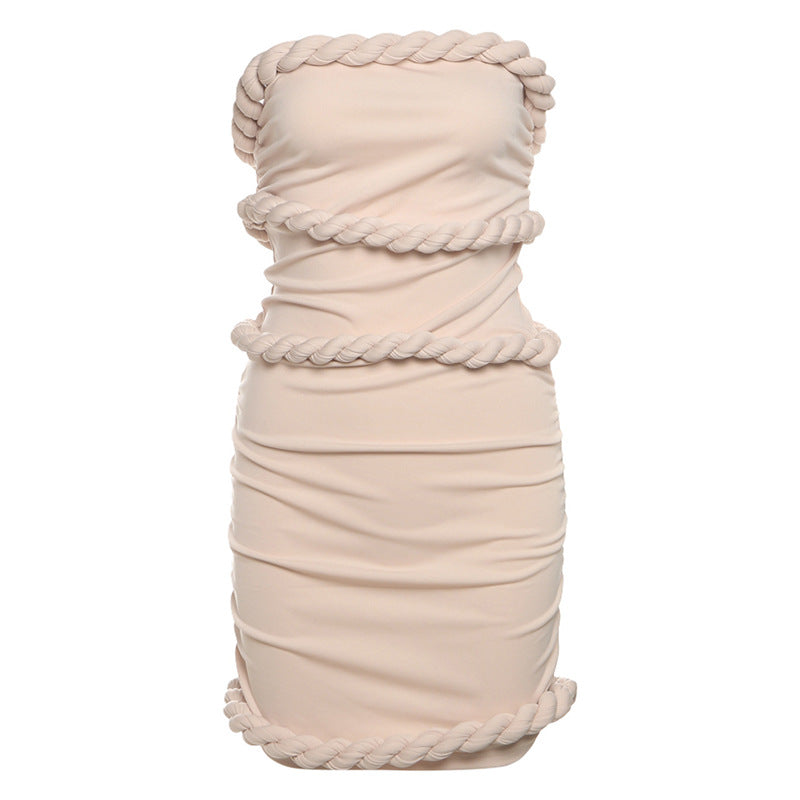 Kurzes Bandeau-Kleid mit Falten und Knoten – Bild 4 | LuxeStyle
