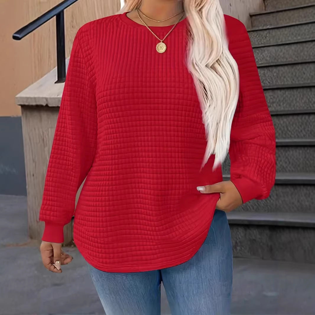 Waffle-knit Crewneck Sweatshirt