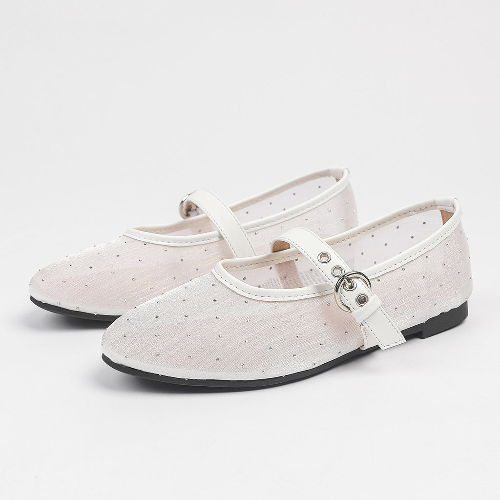 Leopard-Print Mesh Ballerinas