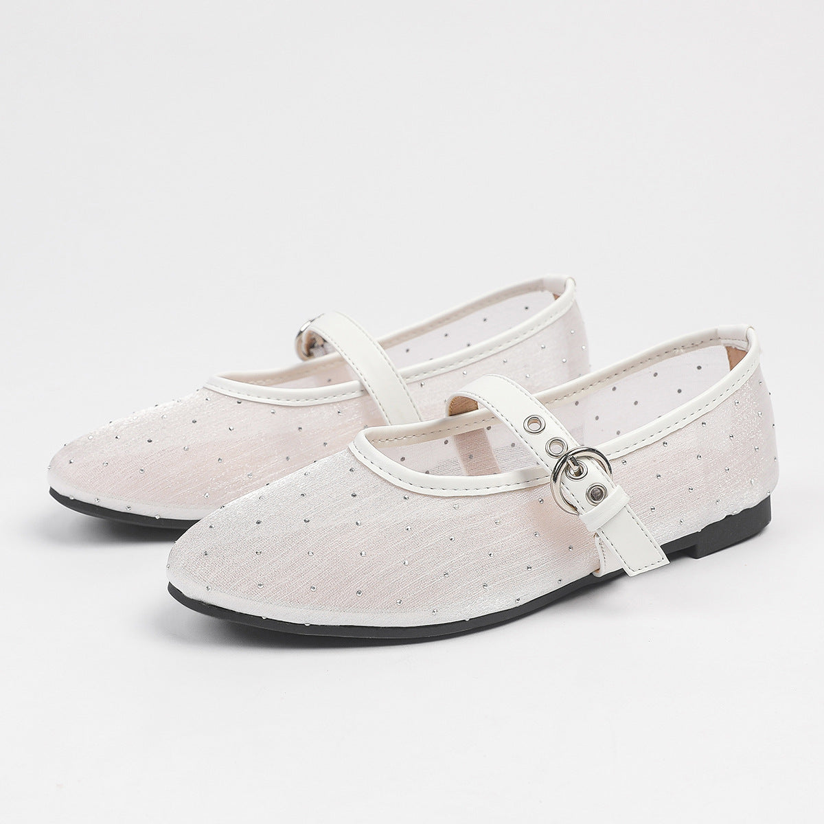 Leopard-Print Mesh Ballerinas