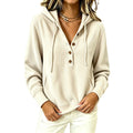 Corduroy-Button Kapuzenpullover für Damen