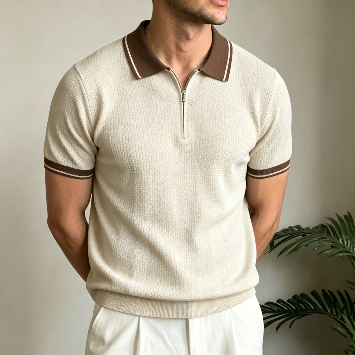 Polo-Shirt Kurzarm Kontrastfarbener Revers Herren – Bild 1 | LuxeStyle