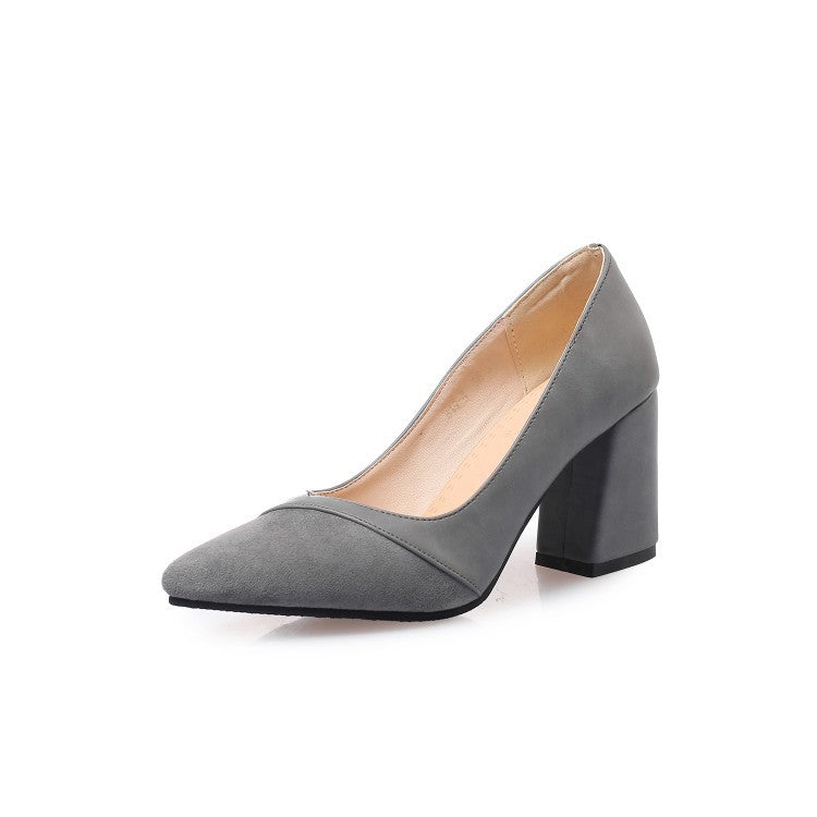 Spitze Chunky-Heel Pumps aus Wildleder