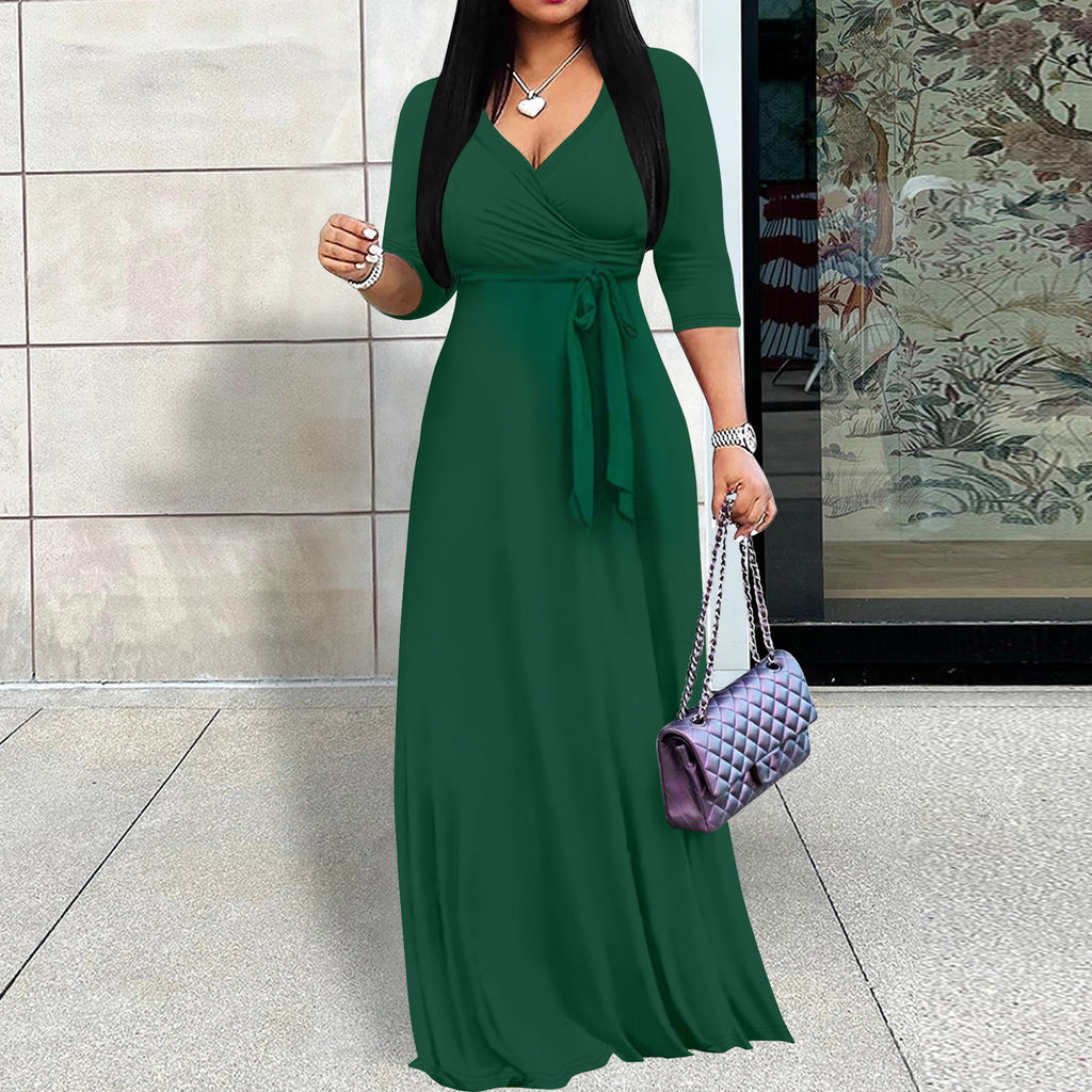 Tailliertes Strickkleid mit V-Ausschnitt – Bild 2 | LuxeStyle