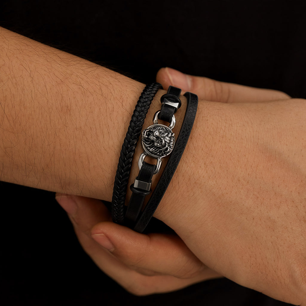 Tigerkopf-Armband aus geflochtenem Leder – Bild 6 | LuxeStyle