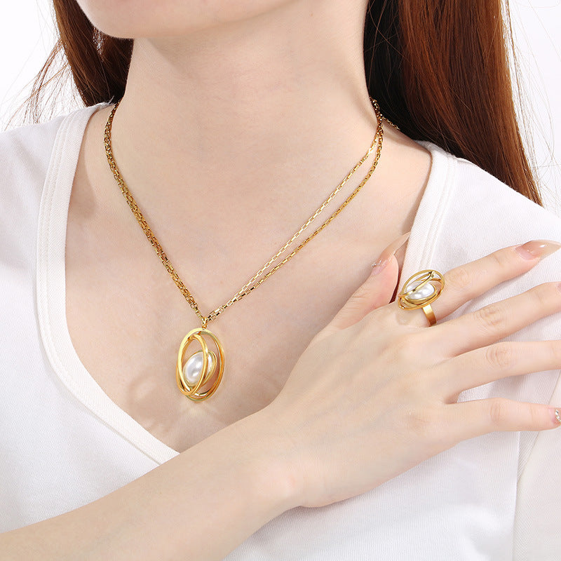 Geometrisches Schmuck-Set aus Titanstahl – Ansicht 5